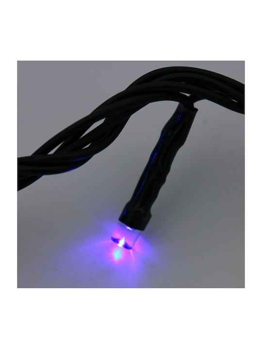 100 Becuri de Crăciun LED Blue de tip String cu Green Cable și Programe 8