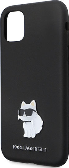 Karl Lagerfeld Choupette Metal Pin Back Cover Silicon Negru (iPhone 11)