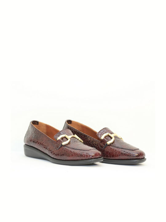 Relax Anatomic Leather Women's Loafers in Burgundy Color