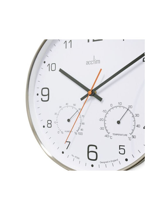 Silent Wall Clock Metallic Silver Ø30.5cm