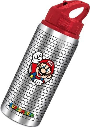 Enarxis Kids Aluminium Water Bottle Set Super Mario Silver 710ml