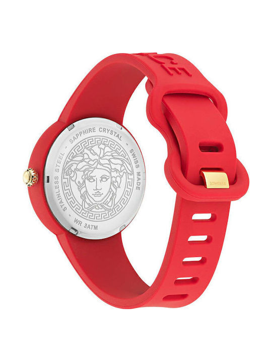 Versace Medusa Pop Γυναικείο Ρολόι 39mm Μπαταρίας με Κόκκινο Καουτσούκ Λουράκι