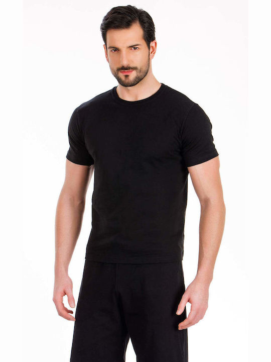 Minerva Men's Undershirt Short-sleeved in Black Color