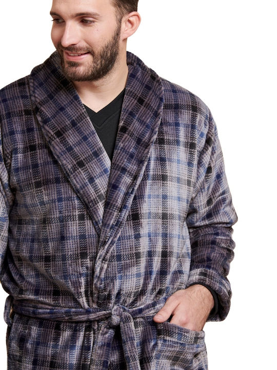 Jeannette Lingerie Χειμερινή Ανδρική Ρόμπα Fleece Γκρι