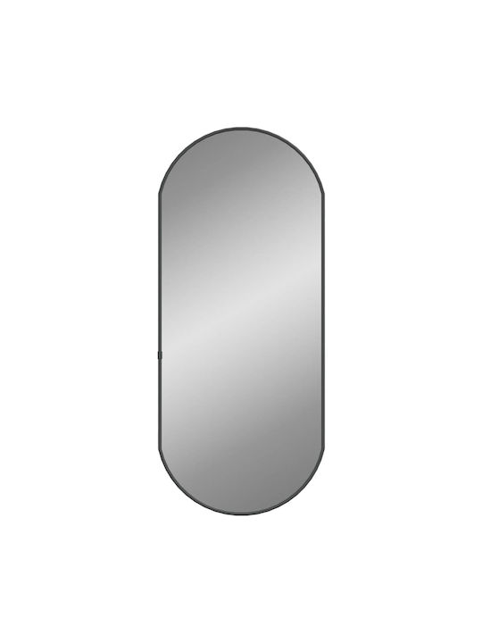 vidaXL Wall Mirror Oval with Black Glass Frame 1pcs