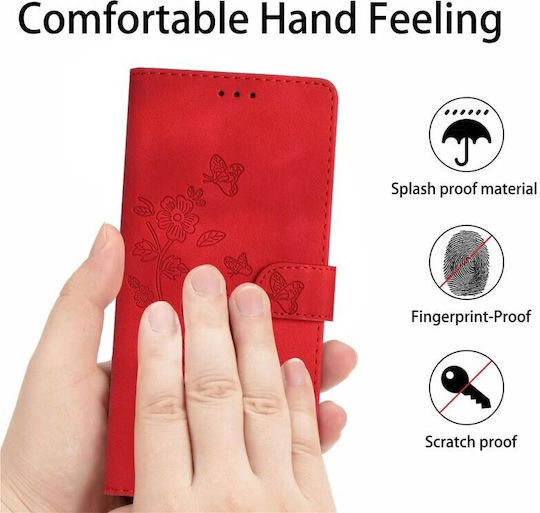 Butterfly Flower Wallet Red (TCL 405)