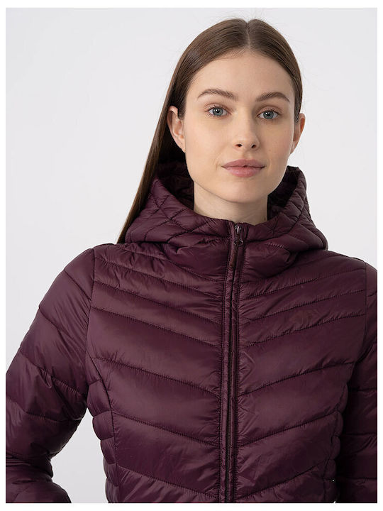 4F Women's Short Puffer Jacket for Winter Purple