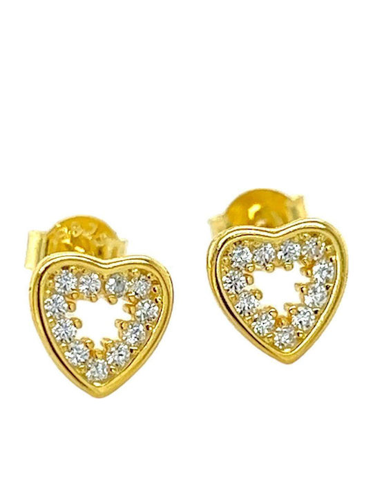 Xryseio Cercei Fetite Placat Cu Aur Studs Inima Din Argint