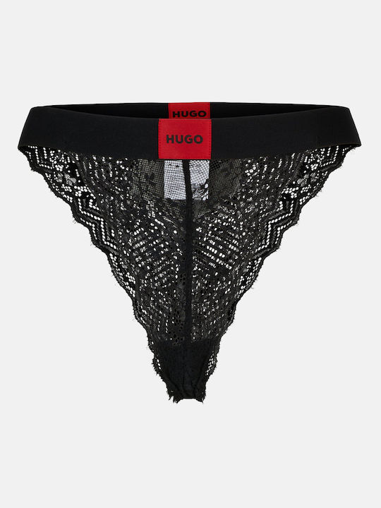 Hugo Boss High-waisted Women's Slip with Lace Black