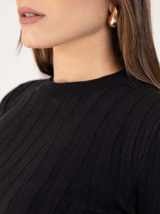 Women's Crop Top Long Sleeve Black