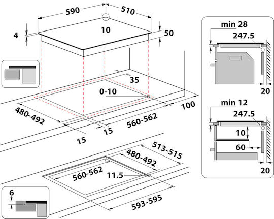 Whirlpool Induction Cooktop Autonomous 59x51εκ.