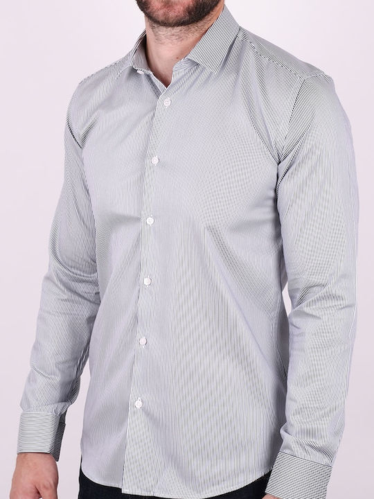 Zen And Zen Men's Shirt Long Sleeve Striped White