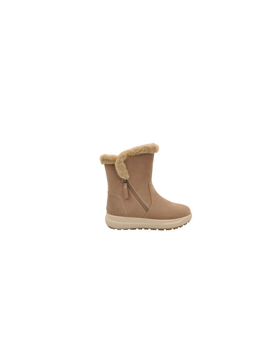 Antrin Damen Knöchelstiefel mit Pelz Beige