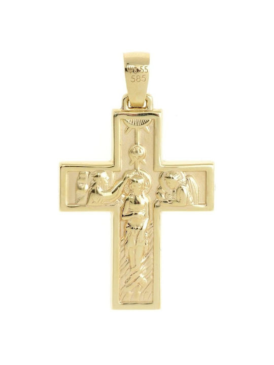 Senzio Belibasakis Herren Gold Kreuz 14K Beidseitig