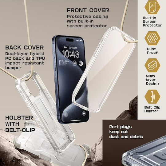 Supcase Unicorn Beetle Pro Umschlag Rückseite Silikon 2mm Transparent (iPhone 15 Pro)