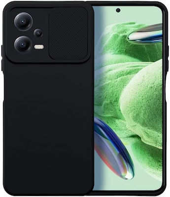 Slide Back Cover Σιλικόνης Μαύρο (Redmi Note 12 5G)