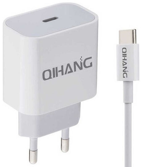 QIHANG Charger with USB-C Port and Cable USB-C 20W Power Delivery Whites (Z85)