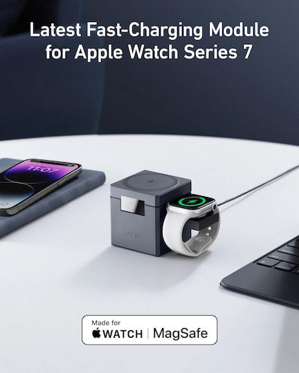 Anker Φορτιστής Magsafe 15W Γκρι (3-in-1 Cube)