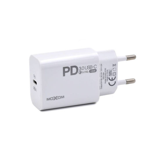 Moxom Charger with USB-C Port and Cable USB-C 18W Power Delivery Whites (MX-HC25)