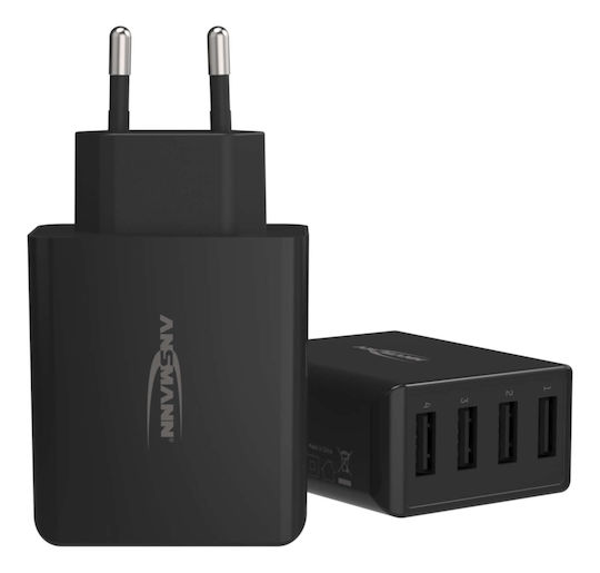 Ansmann Încărcător Fără Cablu cu 4 Porturi USB-A 30W Negruς (HC430)