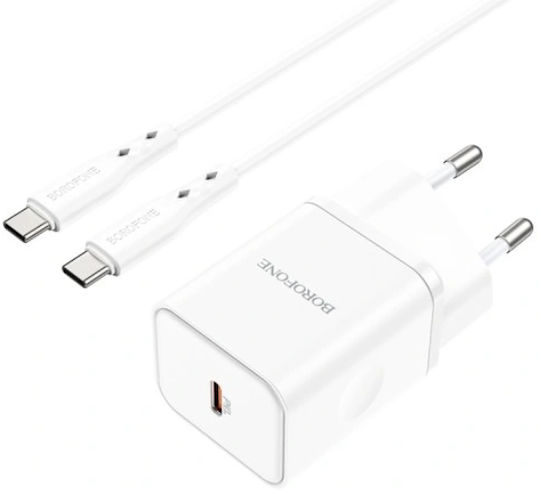 Borofone Wireless Charger with USB-C Port 20W Power Delivery Quick Charge 3.0 White