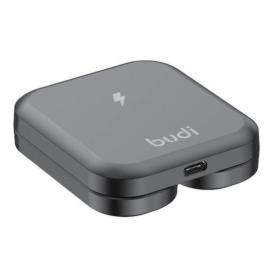 Budi Kabelloses Ladegerät (Qi Pad) und Kabel USB-C 15W Stromlieferung Schwarzs (4500)