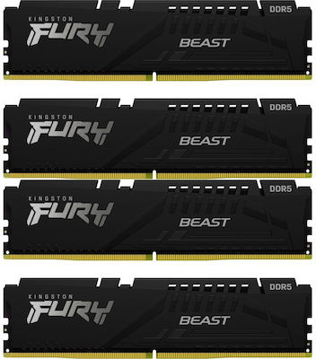 Kingston Fury Beast 64GB DDR5 RAM with 4 Modules (4x16GB) and 6000 Speed for Desktop