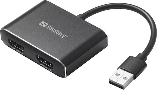 Sandberg USB-A Male to HDMI 2x Female Converter 1 Piece 134-35