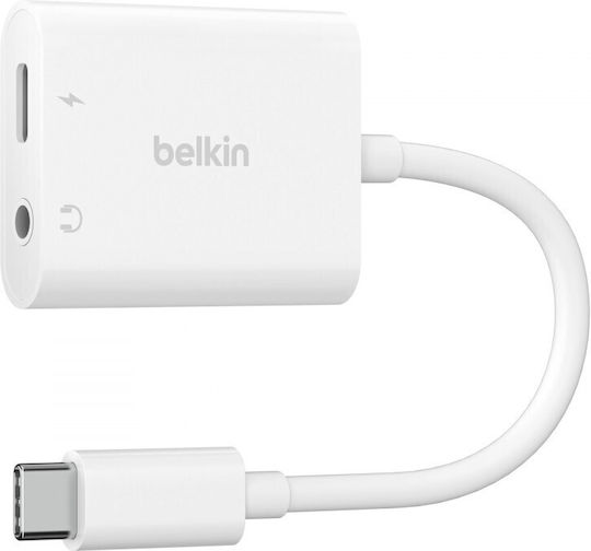Belkin Μετατροπέας USB-C male σε 3.5mm / USB-C female Λευκό 1τμχ NPA004BTWH