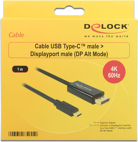 DeLock DeLock USB Typ-C Kabel USB 3.1 Männlich DisplayPort Schwarz 1m
