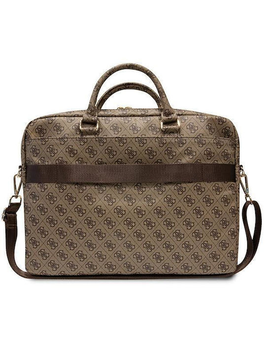 Guess 4G Printed Stripes Shoulder / Handheld Bag for 16" Laptop Brown