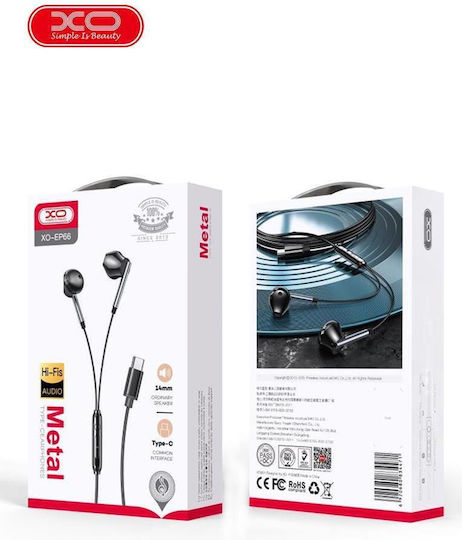 XO EP66 Earbuds Handsfree Ακουστικά με Βύσμα USB-C Λευκό