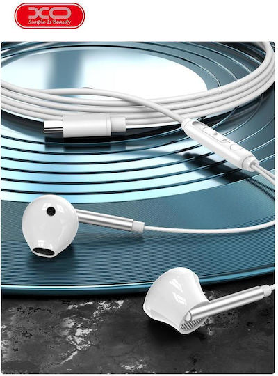 XO EP66 Earbuds Handsfree Ακουστικά με Βύσμα USB-C Λευκό