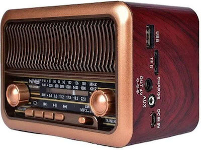 NNS NS-3315BT Retro Tabletop Radio Battery with Bluetooth and USB Red