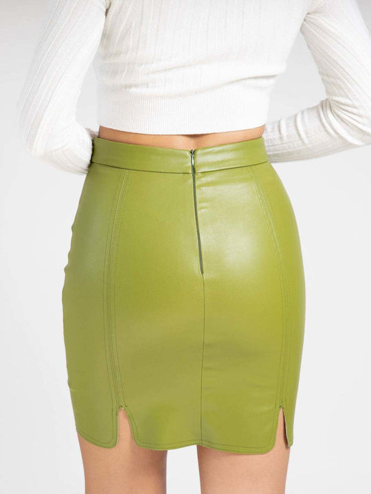 Piele Mini Fustă Verde