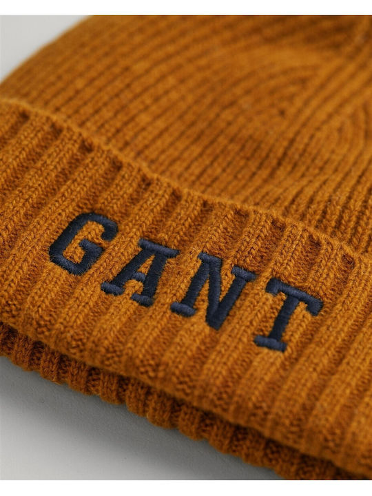 Gant Knitted Beanie Cap Brown