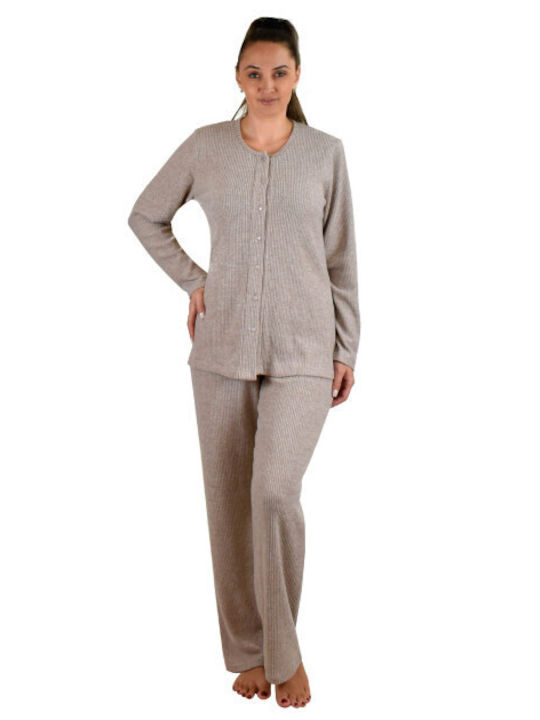 Secret Point Winter Women's Pyjama Set Beige