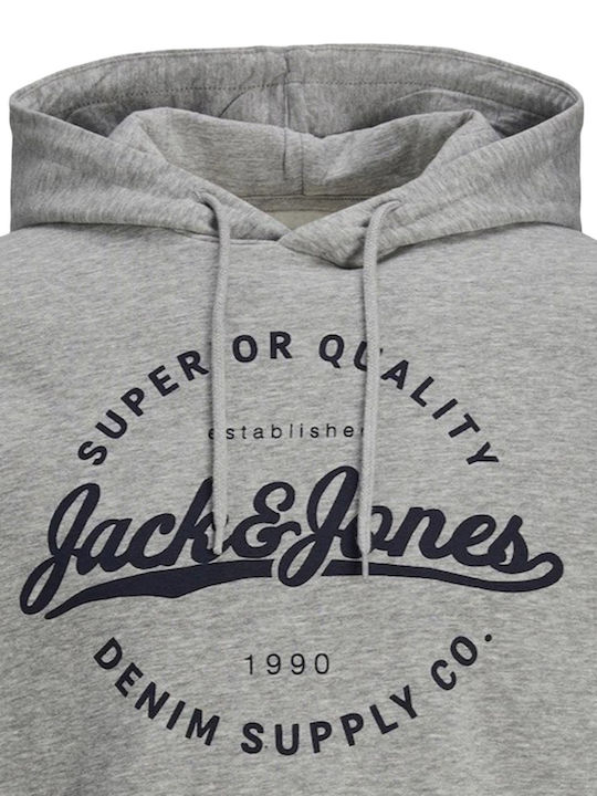 Jack & Jones Ανδρικό Φούτερ με Κουκούλα Light Grey