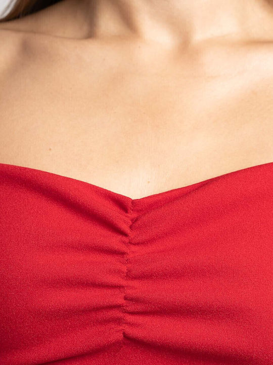 Mini Abendkleid Drapiert Rot