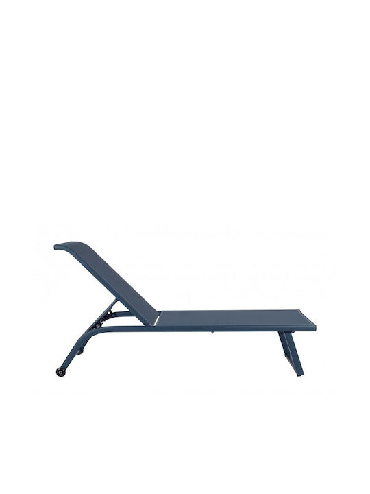 Deckchair Aluminum Taylor with Textilene Fabric & Wheels Blue 182x70x91.5cm.