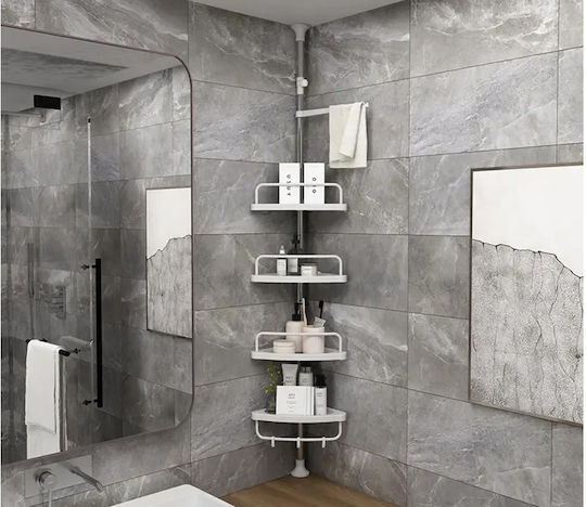 Keskor Corner Floor Bathroom Shelf Plastic with 4 Shelves 33x21.5x260cm White