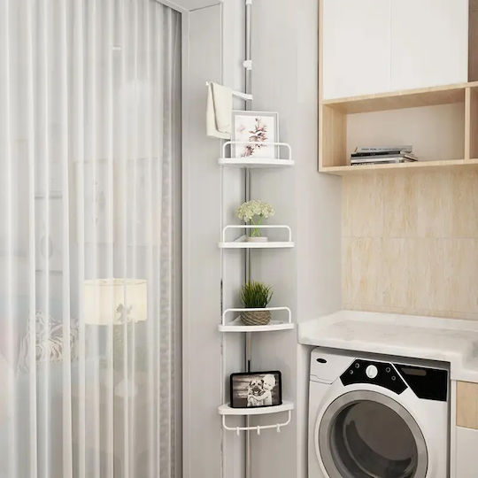 Keskor Corner Floor Bathroom Shelf Plastic with 4 Shelves 33x21.5x260cm White