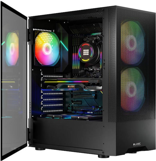 Logic Arya ARGB Gaming Midi Tower Κουτί Υπολογιστή Μαύρο