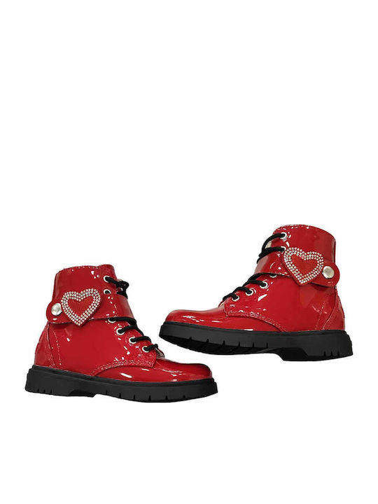 Vernice Kinderstiefel aus Lackleder mit Reißverschluss Rot