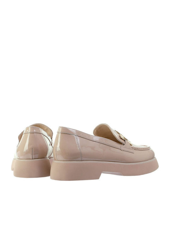 Lackleder Damen Mokassins in Rosa Farbe