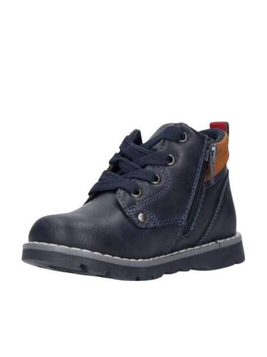 Chicco Kids PU Leather Military Boots with Lace Blue