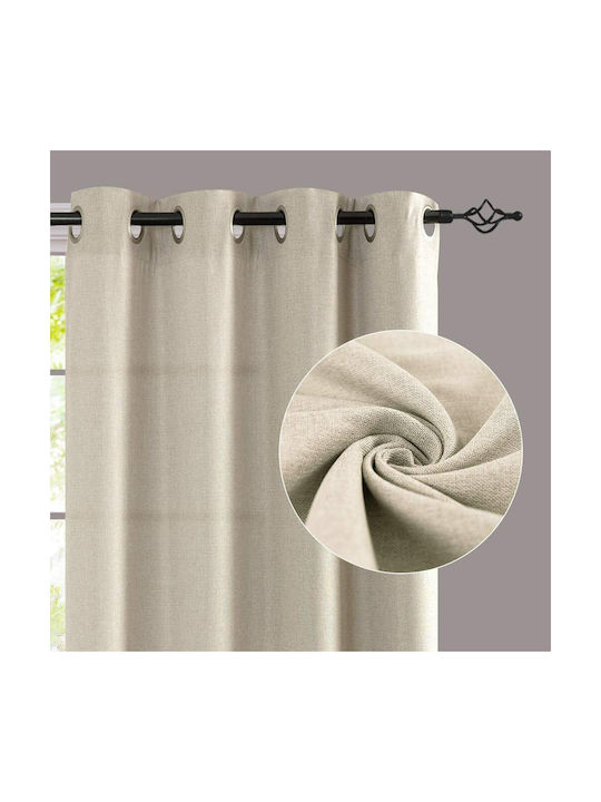 My Home Luxury Grommet Curtain Beige 280x270cm