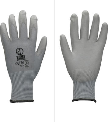 ECD Germany Polyurethane Safety Gloves Garden Gray