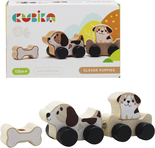 Cubika Pull-Along Toy Puppies made of Wood for 18++ Months