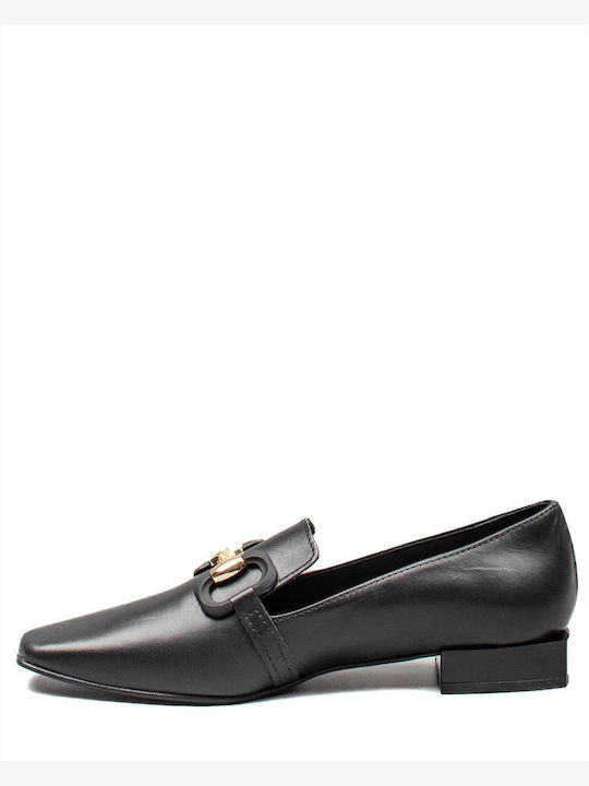 Δερμάτινα Γυναικεία Loafers σε Μαύρο Χρώμα